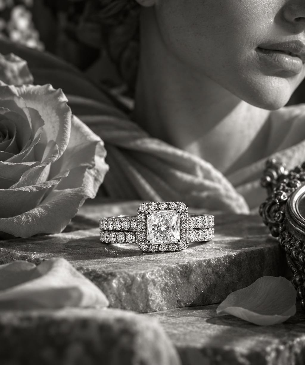 Princess Twin-Band Moissanite Ring
