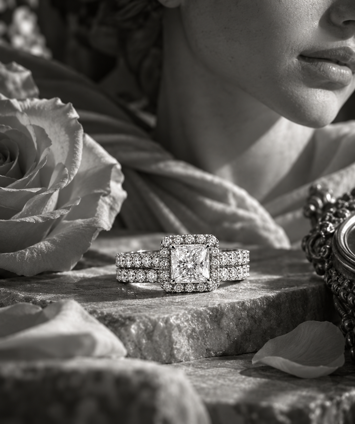 Princess Twin-Band Moissanite Ring