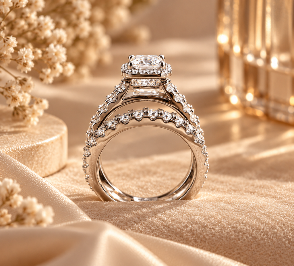 Princess Twin-Band Moissanite Ring