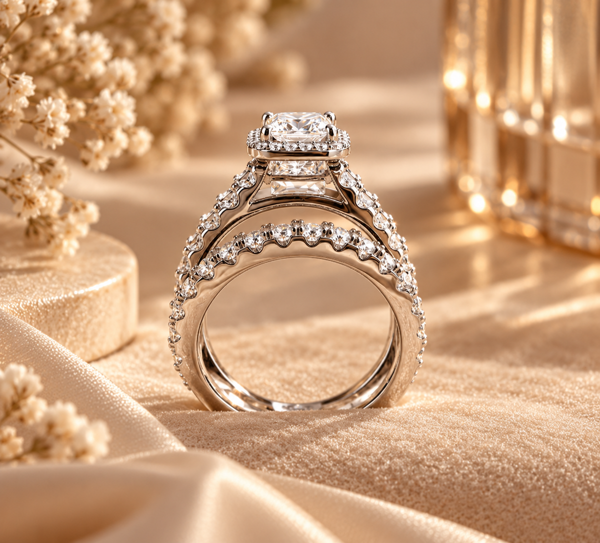 Princess Twin-Band Moissanite Ring