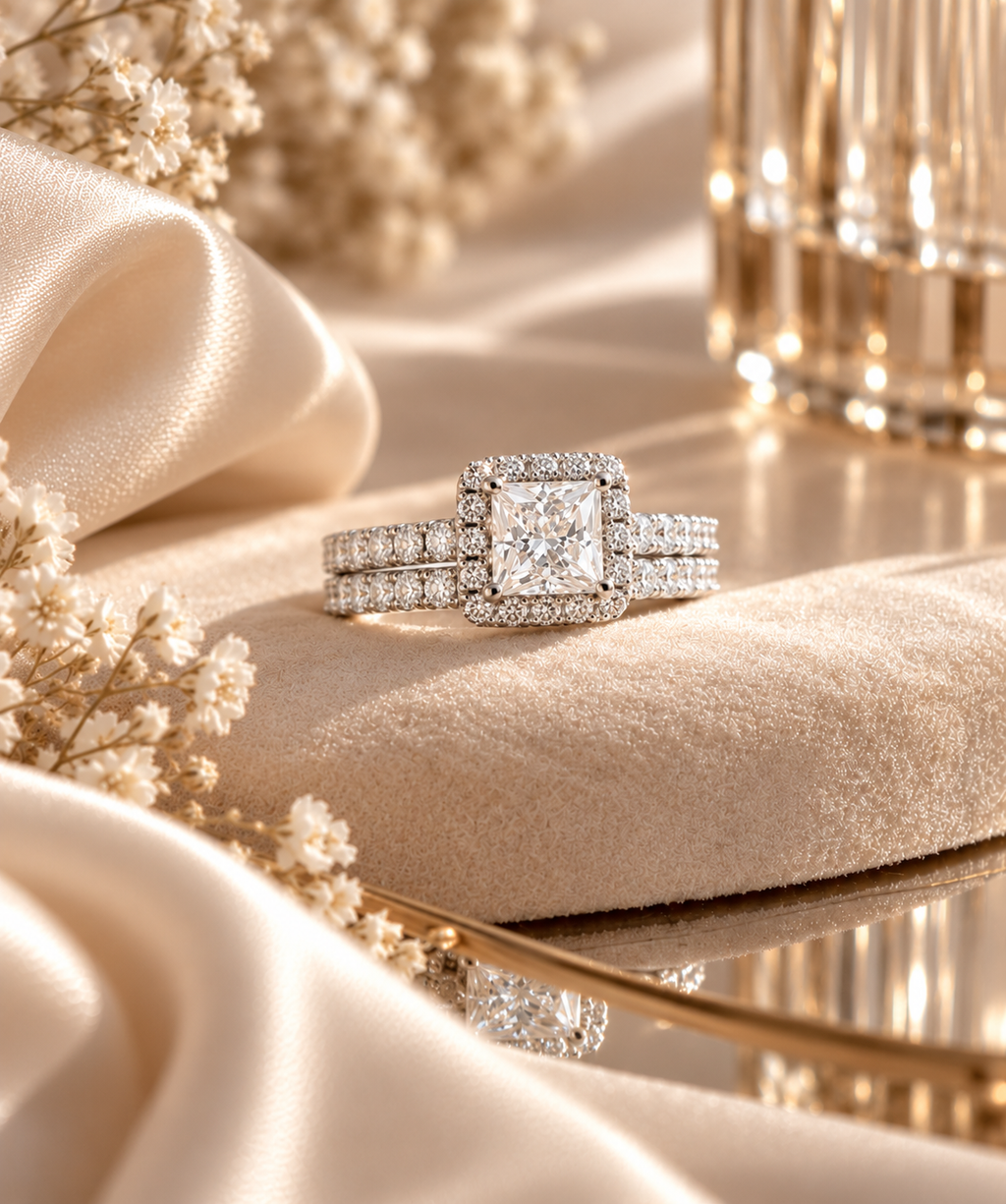 Princess Twin-Band Moissanite Ring