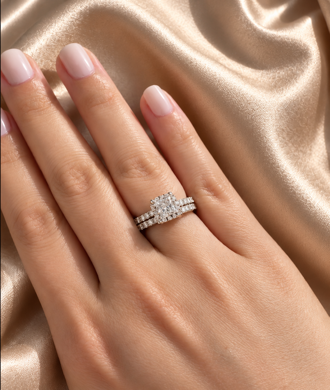 Princess Twin-Band Moissanite Ring
