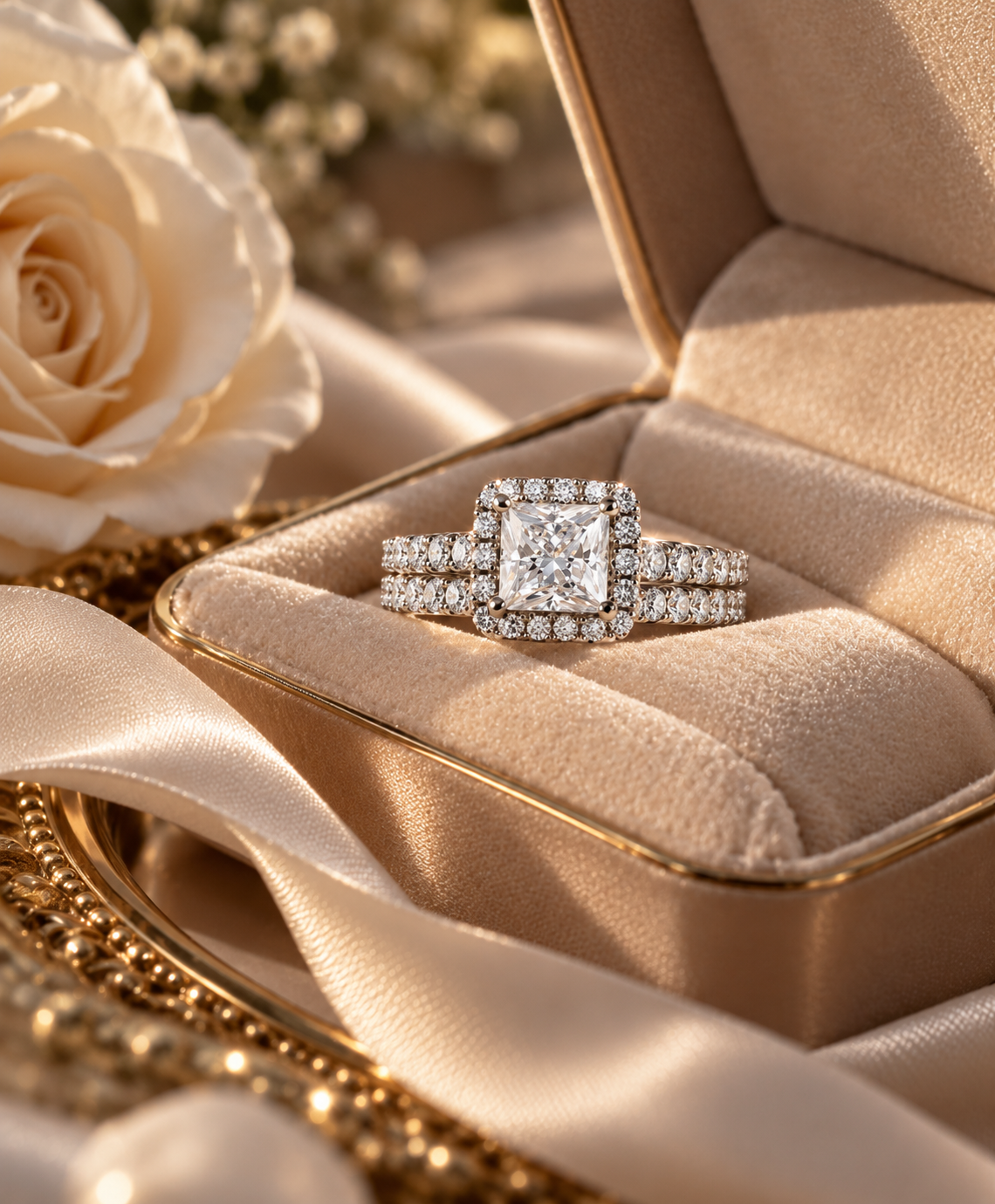 Princess Twin-Band Moissanite Ring