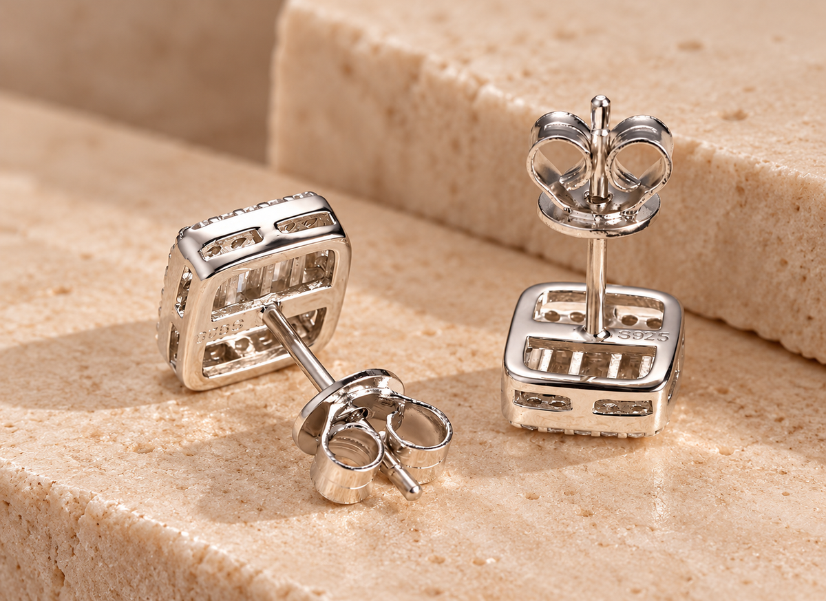 Rebecca Baguette Moissanite Stud Earrings