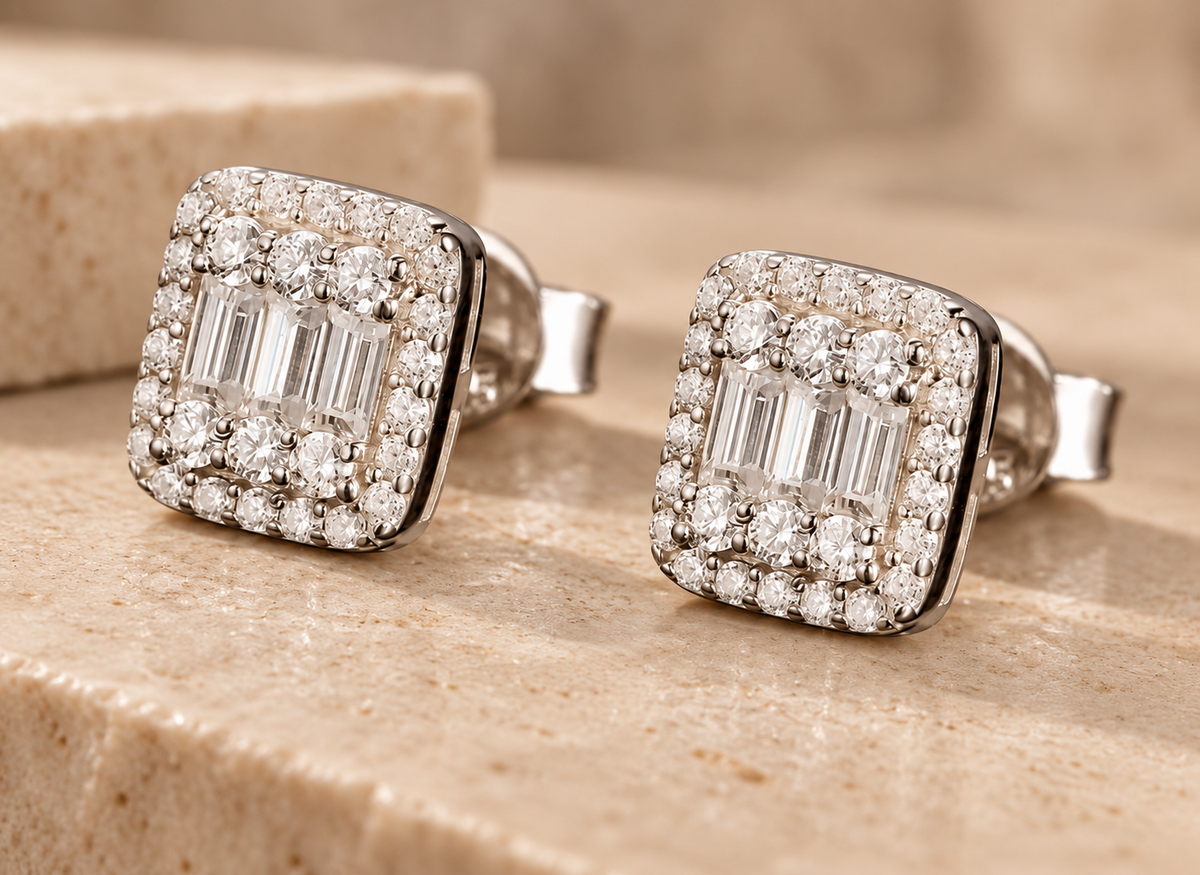 Rebecca Baguette Moissanite Stud Earrings