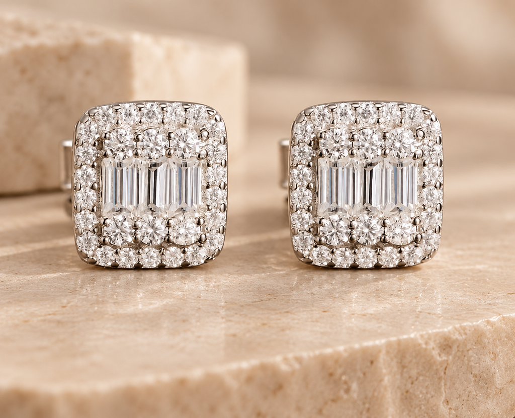 Rebecca Baguette Moissanite Stud Earrings