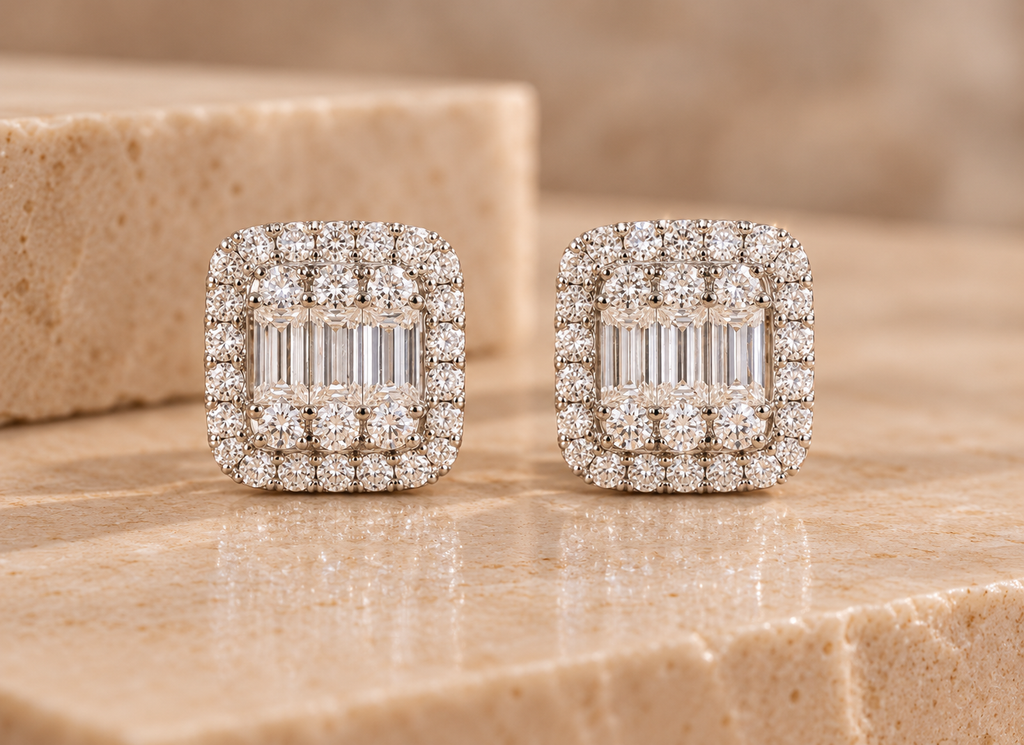 Rebecca Baguette Moissanite Stud Earrings