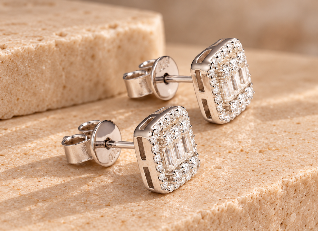 Rebecca Baguette Moissanite Stud Earrings