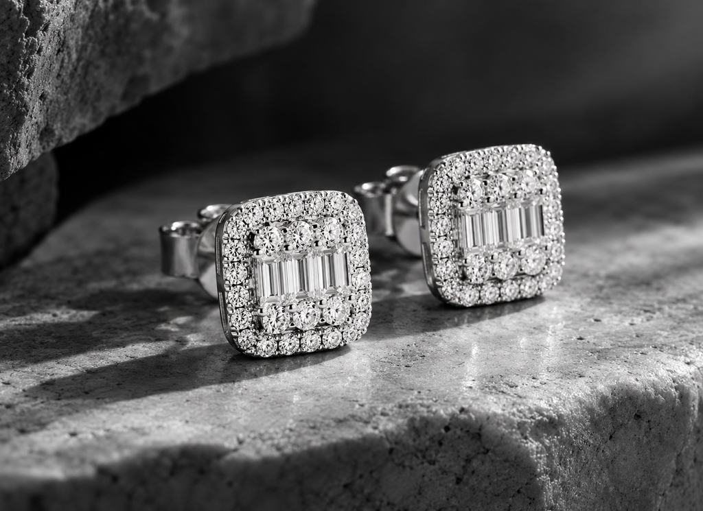 Rebecca Baguette Moissanite Stud Earrings