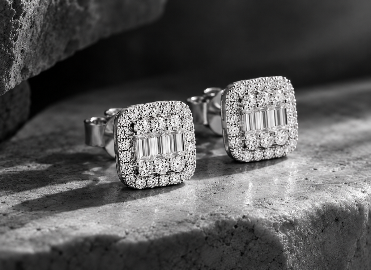 Rebecca Baguette Moissanite Stud Earrings