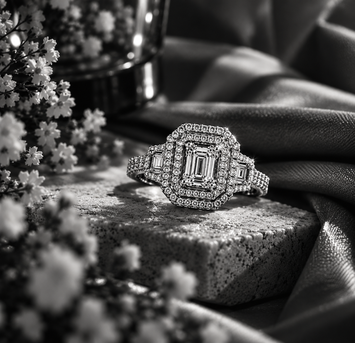 Rebecca Moissanite Halo Ring