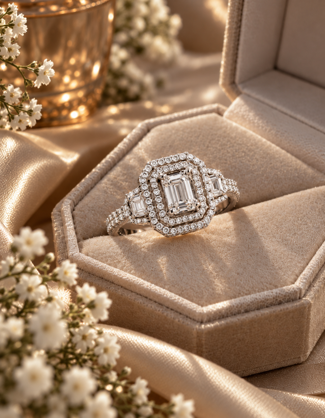 Rebecca Moissanite Halo Ring