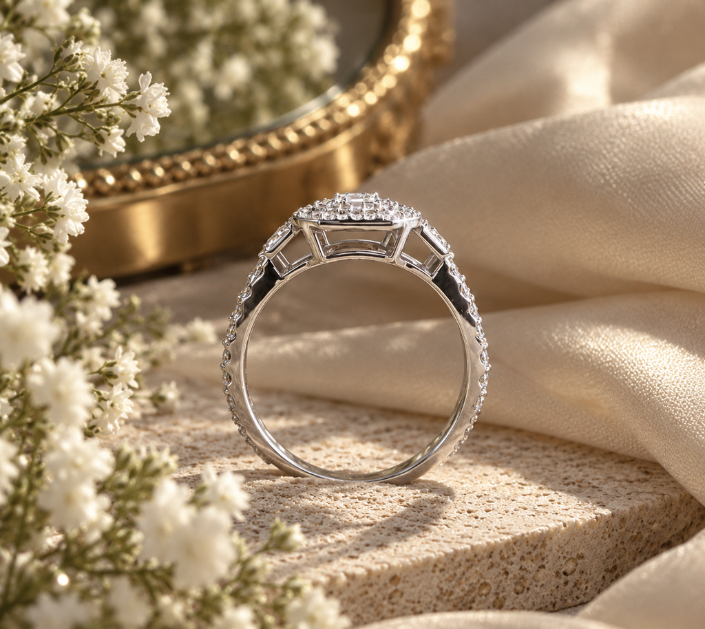Rebecca Moissanite Halo Ring