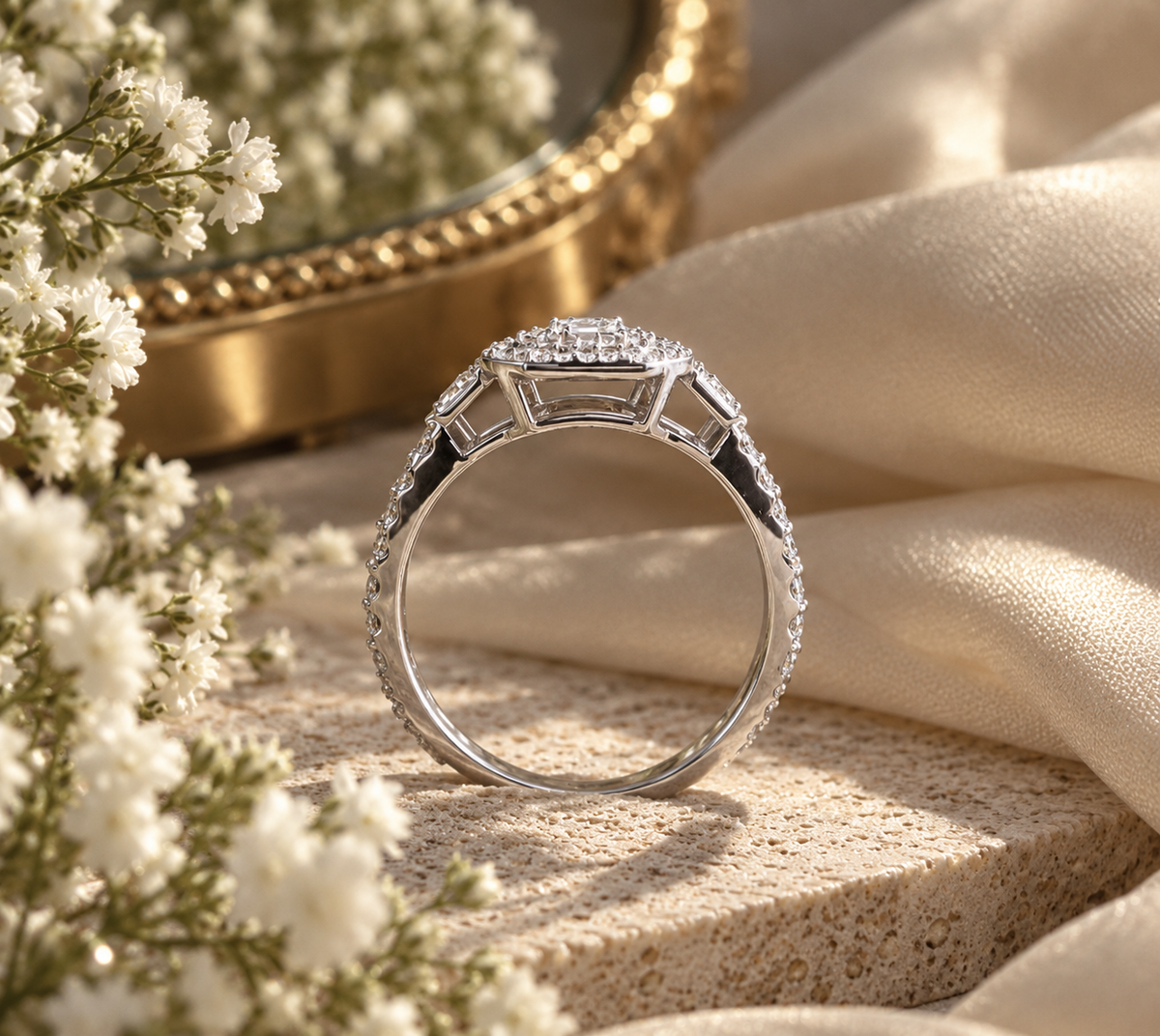 Rebecca Moissanite Halo Ring
