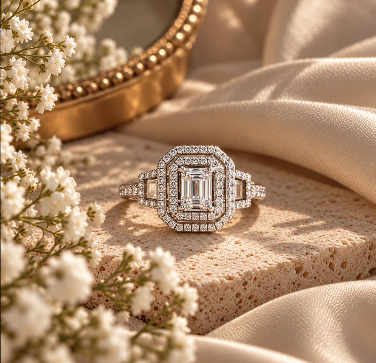 Rebecca Moissanite Halo Ring