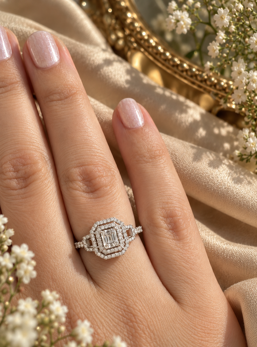 Rebecca Moissanite Halo Ring