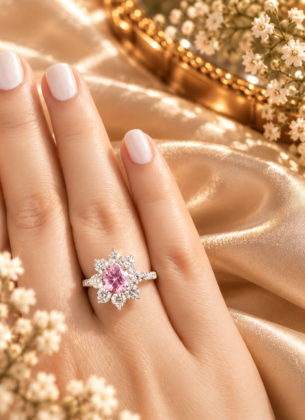 Pink Bloom Moissanite Ring