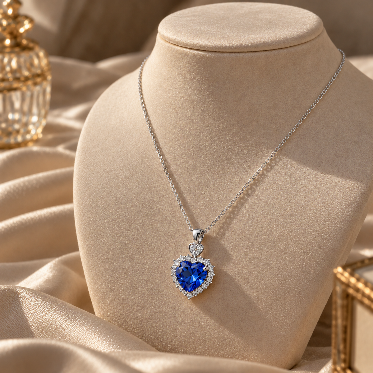 Sapphire Love Heart-Cut Necklace