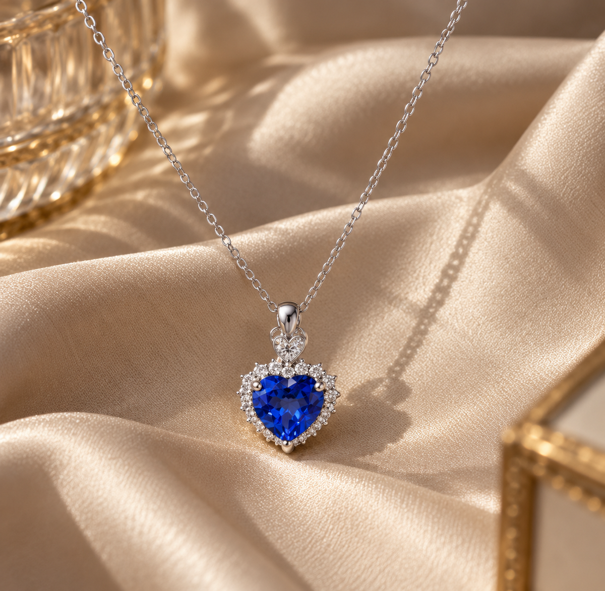 Sapphire Love Heart-Cut Necklace