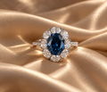 Midnight Blue Moissanite Halo Ring