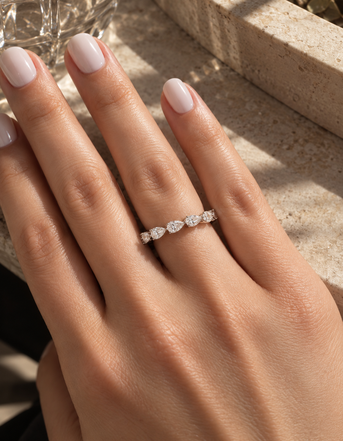 Pear-Cut Moissanite Eternity Ring