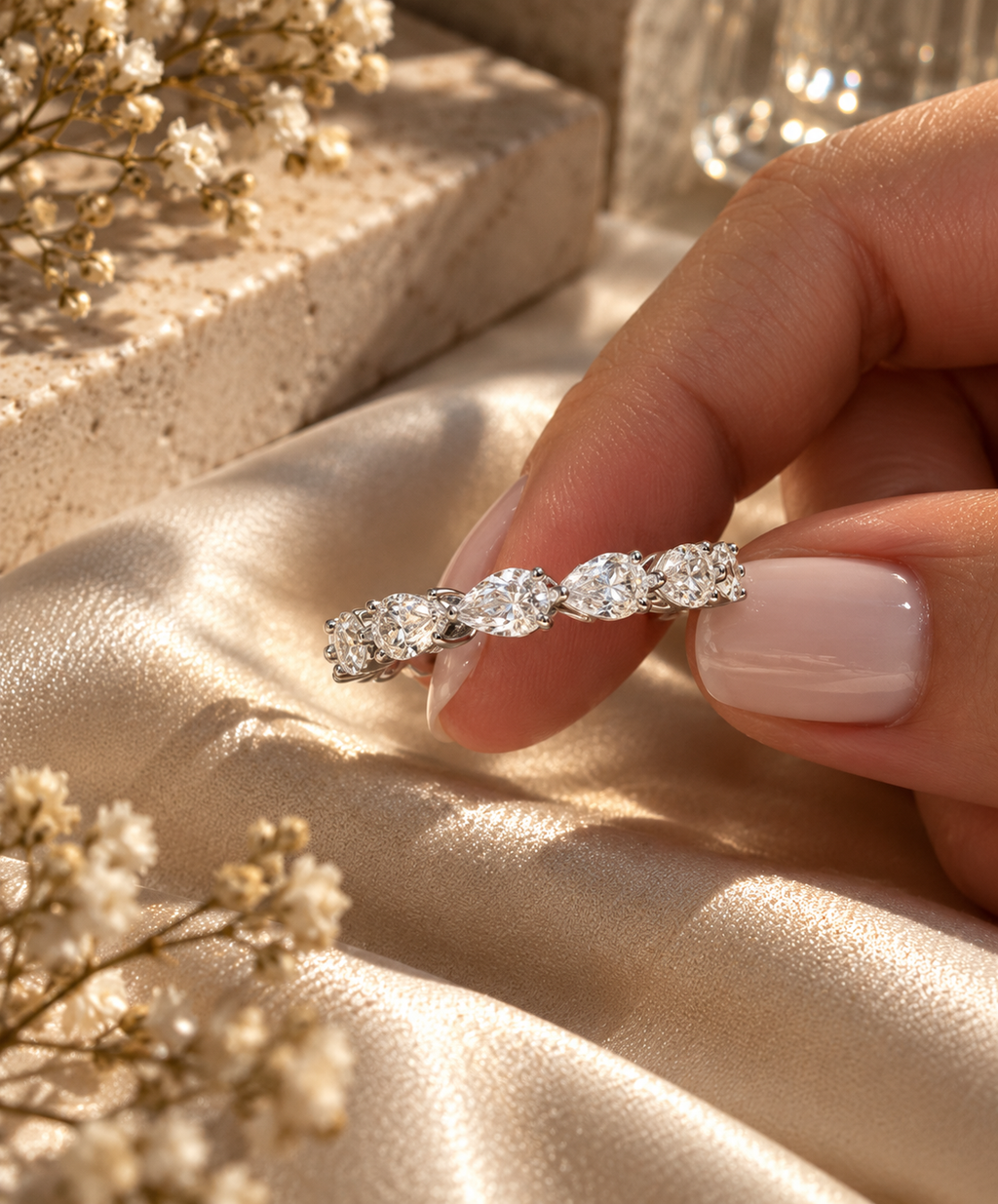 Pear-Cut Moissanite Eternity Ring