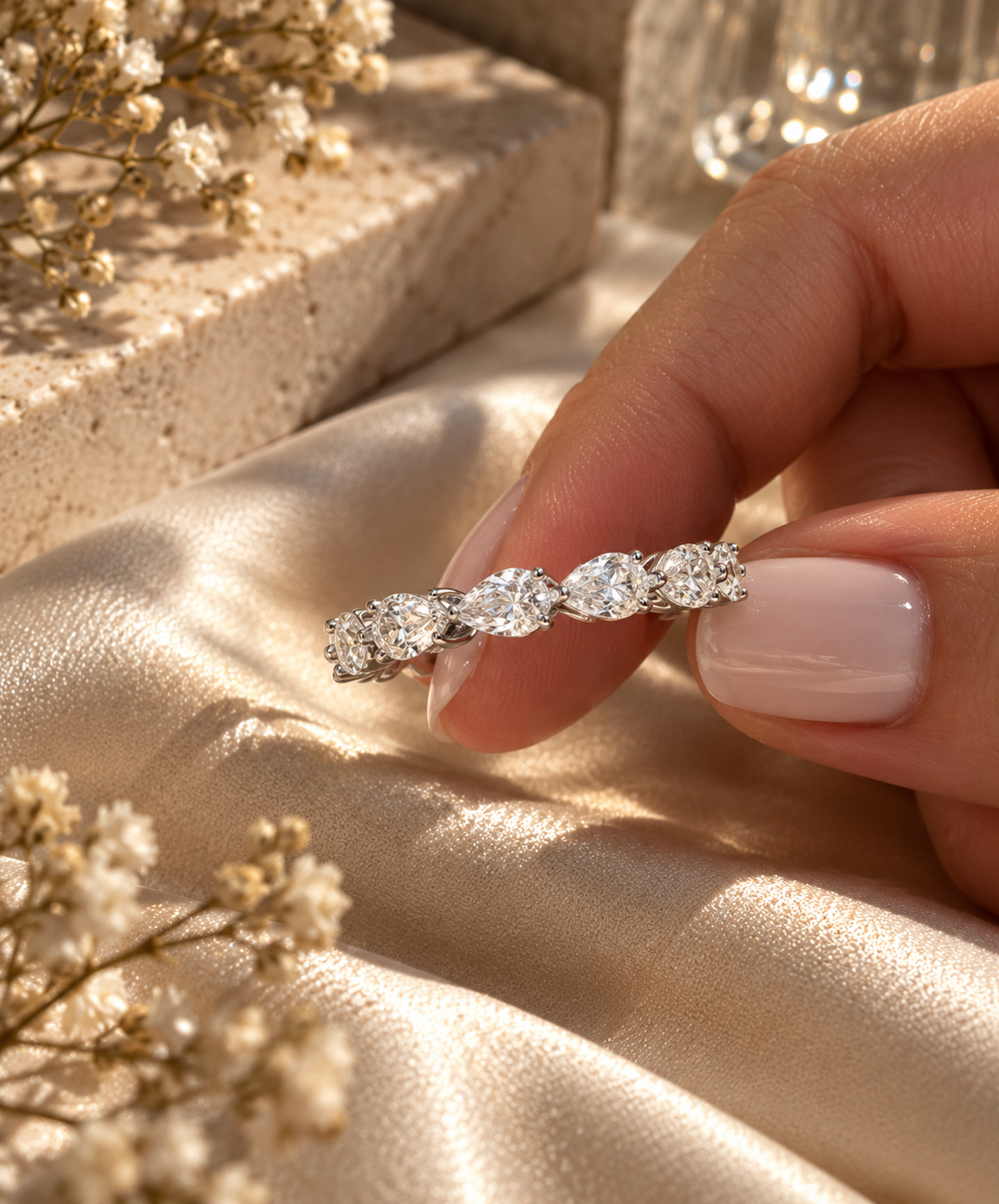 Pear-Cut Moissanite Eternity Ring