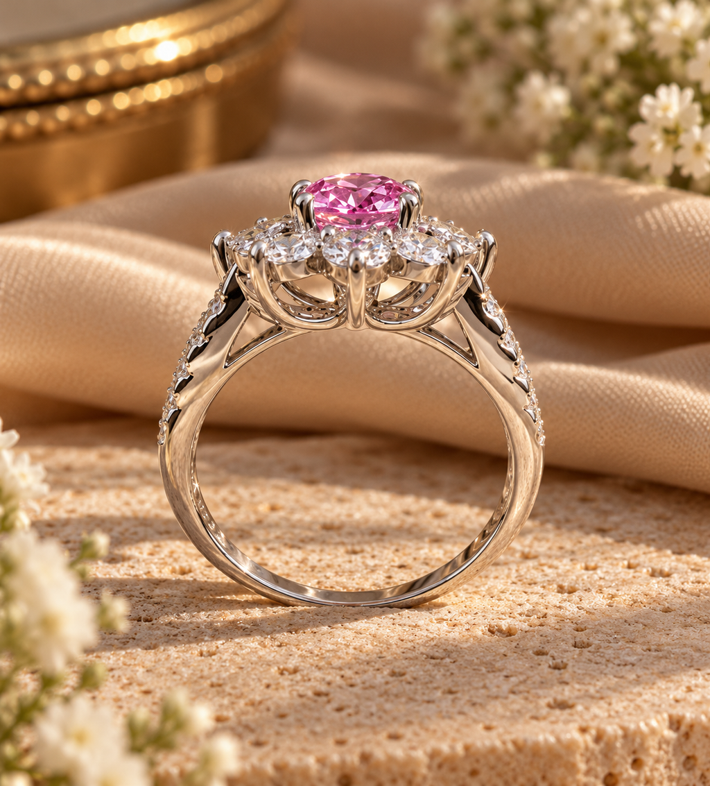Pink Bloom Moissanite Ring